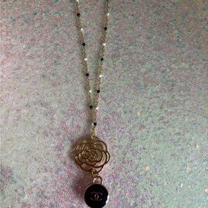 Gold and Black Pendant Necklace